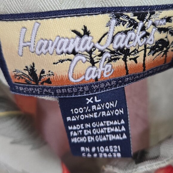 Havana Jack's Cafe Green Floral Crop Front Tie Retro Rayon Button Down Top XL - Picture 11 of 12